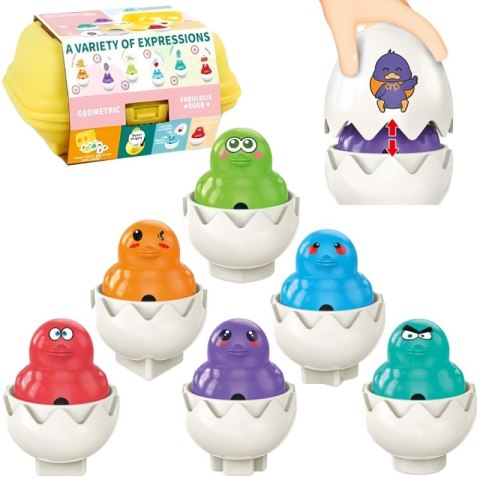 WOOPIE Układanka Sorter Montessori Dopasuj Kształty Zabawne Kurczaczki Jajka 6szt WOOPIE Układanka Sorter Montessori Dopasuj Kształty Zabawne Kurczaczki Jajka 6szt