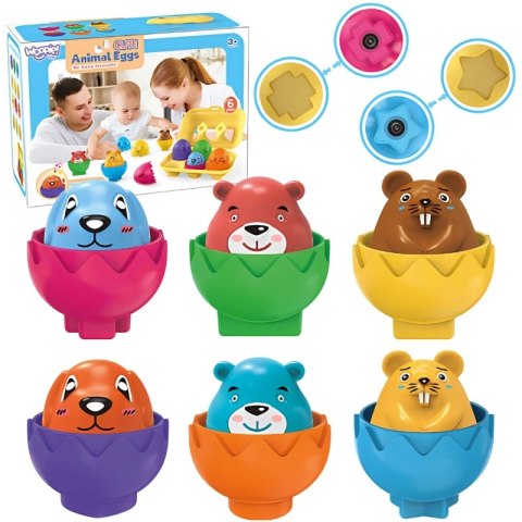 WOOPIE Układanka Sorter Montessori Dopasuj Kształty Wesołe Zwierzaki Jajka 6szt WOOPIE Układanka Sorter Montessori Dopasuj Kształty Wesołe Zwierzaki Jajka 6szt