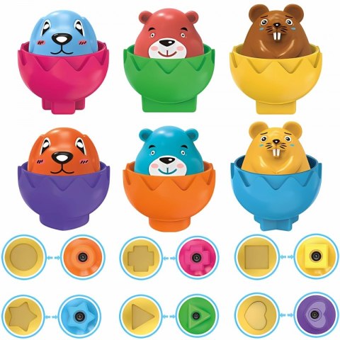 WOOPIE Układanka Sorter Montessori Dopasuj Kształty Wesołe Zwierzaki Jajka 6szt WOOPIE Układanka Sorter Montessori Dopasuj Kształty Wesołe Zwierzaki Jajka 6szt