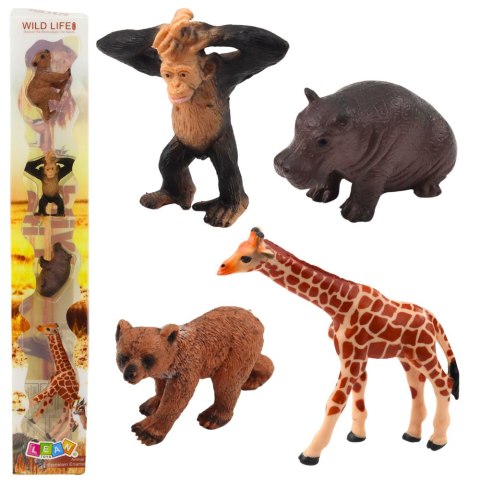 Zestaw Mini Figurki Dzikie Zwierzęta Szympans Żyrafa 6-9cm 4szt Zestaw Mini Figurki Dzikie Zwierzęta Szympans Żyrafa 6-9cm 4szt
