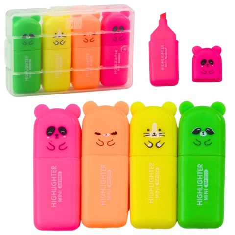 Zestaw Mini Zakreślacze Misie Kolorowe Plastikowe Etui 5szt Zestaw Mini Zakreślacze Misie Kolorowe Plastikowe Etui 5szt