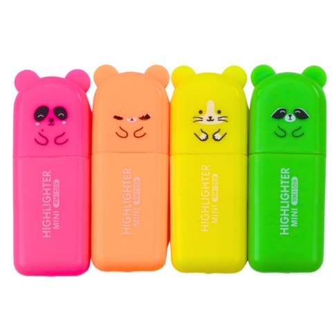 Zestaw Mini Zakreślacze Misie Kolorowe Plastikowe Etui 5szt Zestaw Mini Zakreślacze Misie Kolorowe Plastikowe Etui 5szt