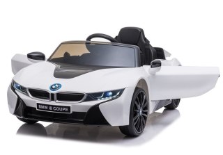 AUTO NA AKUMULATOR DLA DZIECKA BMW I8 COUPE PILOT SKÓRA LED EVA PANEL MP3