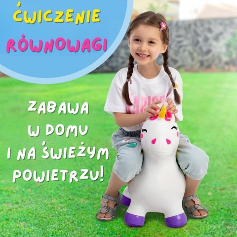 WOOPIE Skoczek Gumowy do Skakania Jednorożec Biały+ Pompka WOOPIE Skoczek Gumowy do Skakania Jednorożec Biały+ Pompka