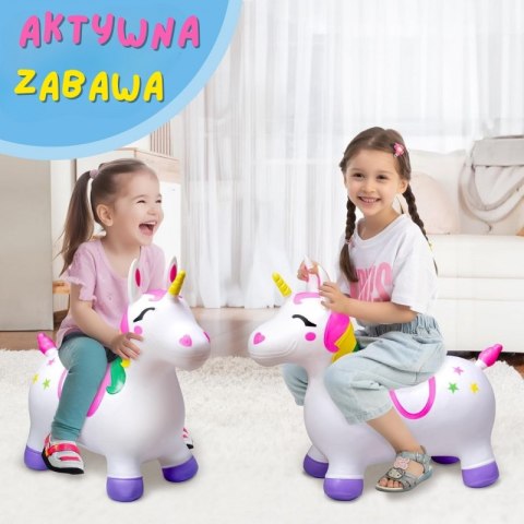 WOOPIE Skoczek Gumowy do Skakania Jednorożec Biały+ Pompka WOOPIE Skoczek Gumowy do Skakania Jednorożec Biały+ Pompka