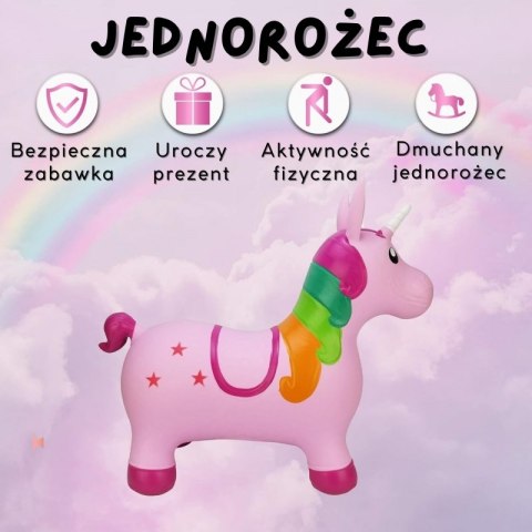 WOOPIE Skoczek Gumowy do Skakania Jednorożec Różowy + Pompka WOOPIE Skoczek Gumowy do Skakania Jednorożec Różowy + Pompka