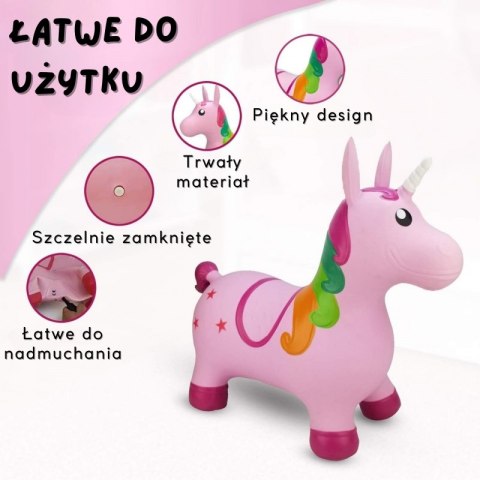 WOOPIE Skoczek Gumowy do Skakania Jednorożec Różowy + Pompka WOOPIE Skoczek Gumowy do Skakania Jednorożec Różowy + Pompka