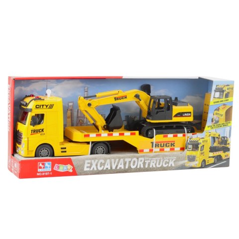 DUŻA CIĘŻARÓWKA LAWETA 56CM Z KOPARKĄ GĄSIENICOWĄ ŚWIATŁA DŹWIĘKI NAPĘD DUŻA CIĘŻARÓWKA LAWETA 56CM Z KOPARKĄ GĄSIENICOWĄ ŚWIATŁA DŹWIĘKI NAPĘD