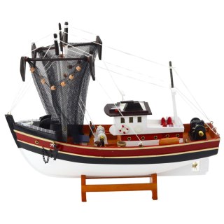 STATEK KUTER RYBACKI MODEL KOLEKCJONERSKI DEKORACYJNY 38X31CM SIEĆ POŁOWOWA
