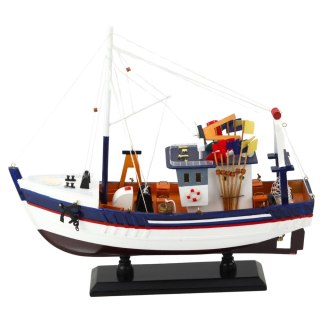 STATEK KUTER RYBACKI MODEL KOLEKCJONERSKI DEKORACYJNY 37X34CM WYPOSAŻONY