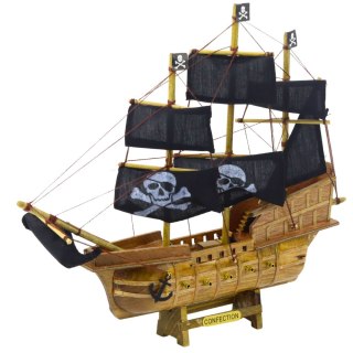 STATEK PIRACKI ŻAGLOWIEC MODEL KOLEKCJONERSKI DEKORACYJNY 33X29CM PODSTAWKA