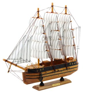 STATEK ŻAGLOWIEC TRÓJMASZTOWY MODEL KOLEKCJONERSKI DEKORACYJNY 39X36CM