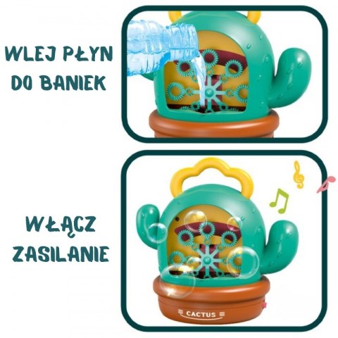 WOOPIE Interaktywny Kaktus Maszyna do Baniek Mydlanych WOOPIE Interaktywny Kaktus Maszyna do Baniek Mydlanych