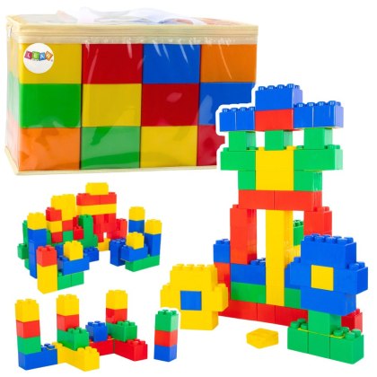 Zestaw Duże Klocki Konstrukcyjne W Torbie Kolorowe 28,5x9x9 cm 12el.