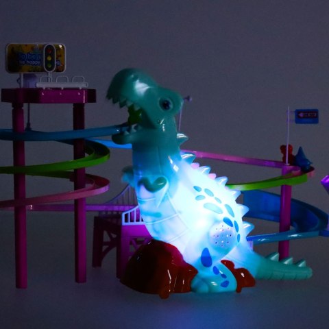 Tor wyścigowy dinozaur zjeżdżalnia ruchome schody LED dźwięk Tor wyścigowy dinozaur zjeżdżalnia ruchome schody LED dźwięk