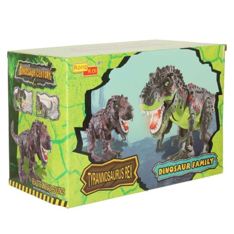 DINOZAUR T-REX ZIELONY NA BATERIE CHODZI RUSZA GŁOWĄ RYCZY ŚWIATŁA DŹWIĘKI