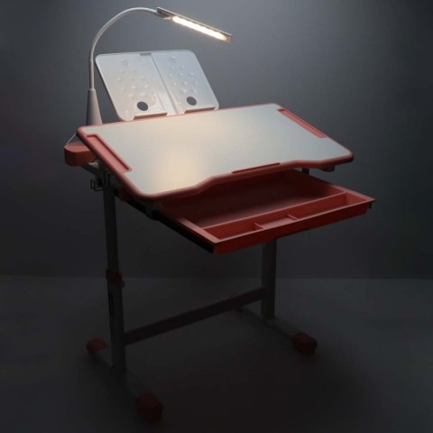 BIURKO DZIECIĘCE SZKOLNE REGULOWANE ERGONOMICZNE KRZESŁO LAMPKA LED USB