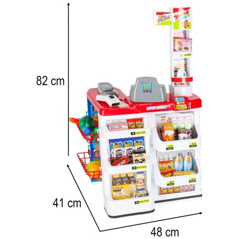 SKLEP SPOŻYWCZY SUPERMARKET DLA DZIECI KASA FISKALNA SKANER WÓZEK PRODUKTY