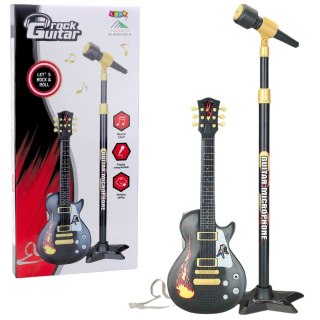 GITARA Z MIKROFONEM DLA DZIECI ZESTAW MUZYCZNY STATYW REGULOWANY 6 UTWORÓW