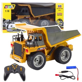 WYWROTKA ZDALNIE STEROWANA CIĘŻARÓWKA RC 1:18 ŚWIATŁA PILOT 2.4G 9CH AKU
