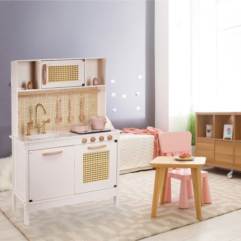 DUŻA KUCHNIA DREWNIANA RETRO BOHO DLA DZIECI AKCESORIA ŚWIATŁA DŹWIĘKI MDF