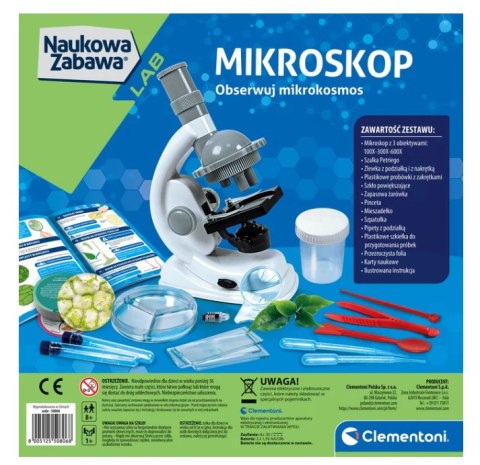ZESTAW DOŚWIADCZALNY DOŚWIADCZENIA Z MIKROSKOPEM NAUKOWA ZABAWA CLEMENTONI