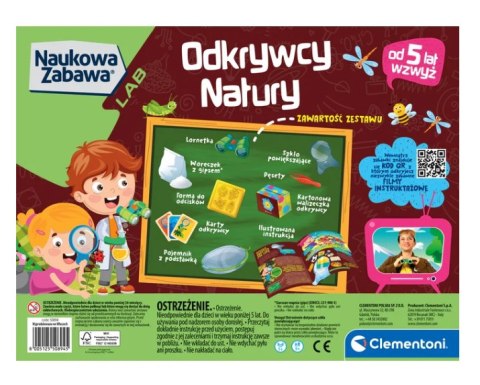 ZESTAW DOŚWIADCZALNY ODKRYWCY NATURY NAUKOWA ZABAWA LORNETKA KARTY CLEMENTONI