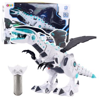 DINOZAUR ZDALTEROWANY ROBOT RC RUSZA SIĘ ŚWIATŁA DŹWIĘKI EFEKT PARY PILOT