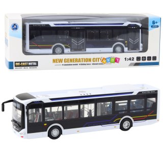 AUTOBUS MIEJSKI INTERAKTYWNY METALOWY 1:42 ŚWIATŁA DŹWIĘK OTWIERANE ELEMENTY