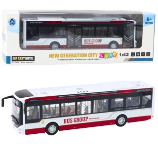 AUTOBUS MIEJSKI INTERAKTYWNY METALOWY 1:42 ŚWIATŁA DŹWIĘK OTWIERANE ELEMENTY