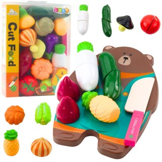 WARZYWA NA RZEPY ZESTAW KUCHENNY DO KROJENIA DLA DZIECI DESKA MIŚ NÓŻ AKCESORIA