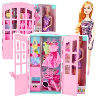 LALKA MODOWA ALISA 29CM W CEKINOWEJ SUKIENCE SZAFA UBRANIA AKCESORIA