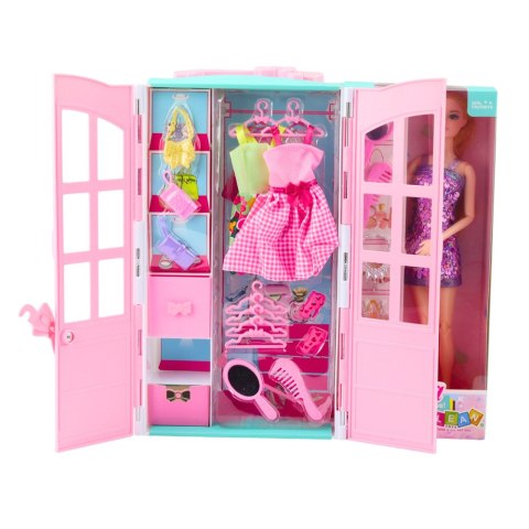 LALKA MODOWA ALISA 29CM W CEKINOWEJ SUKIENCE SZAFA UBRANIA AKCESORIA