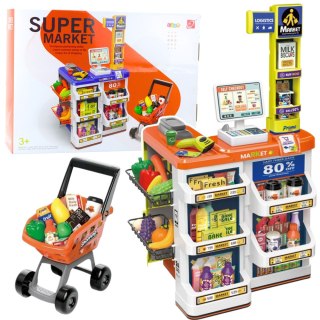SKLEP SUPERMARKET STRAGAN DLA DZIECI KASA WÓZEK AKCESORIA ZESTAW 60 EL.