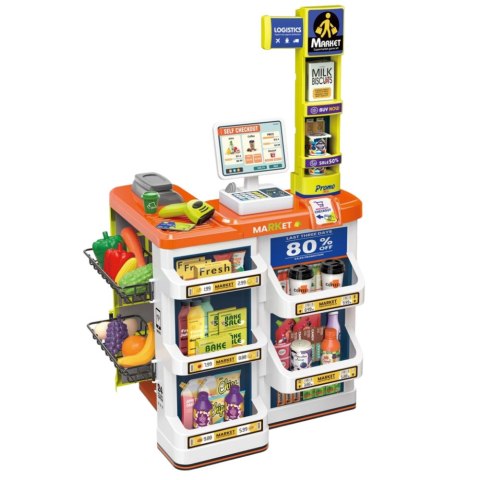 SKLEP SUPERMARKET STRAGAN DLA DZIECI KASA WÓZEK AKCESORIA ZESTAW 60 EL.