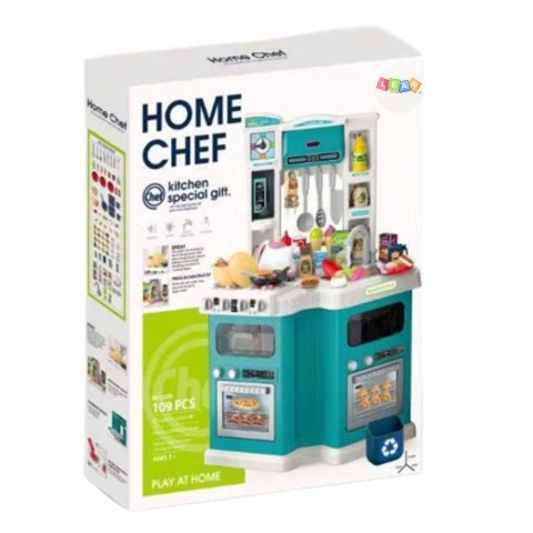 DUŻA KUCHNIA INTERAKTYWNA HOME CHEF DŹWIĘKI ŚWIATŁA AKCESORIA ZESTAW 109 EL