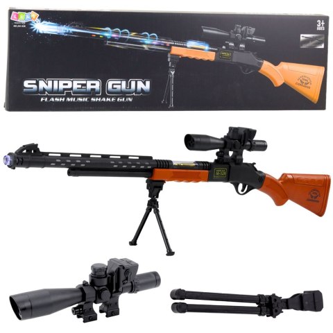 KARABIN SNAJPERSKI INTERAKTYWNY AK-528 NA BATERIE ŚWIATŁA DŹWIĘKI STATYW