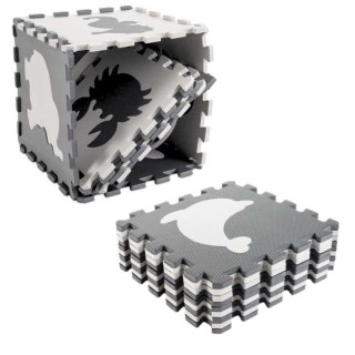 MATA EDUKACYJNA MIĘKKIE PUZZLE PIANKOWE EVA DINOZAURY BEŻOWE SZARE 9 EL.