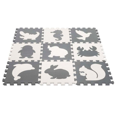 MATA EDUKACYJNA MIĘKKIE PUZZLE PIANKOWE EVA DINOZAURY BEŻOWE SZARE 9 EL.
