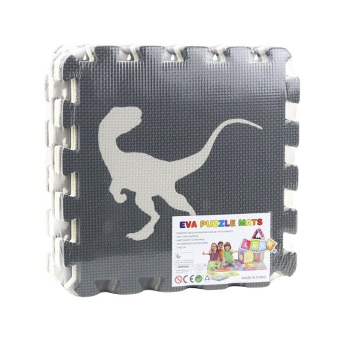 MATA EDUKACYJNA MIĘKKIE PUZZLE PIANKOWE EVA DINOZAURY BEŻOWE SZARE 9 EL.
