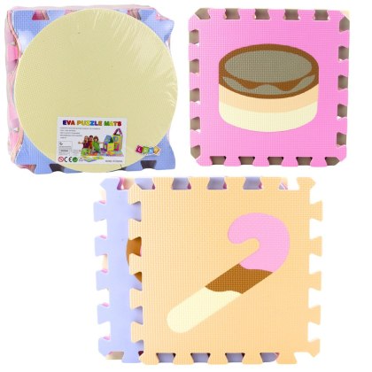 MATA EDUKACYJNA PIANKOWA KOJEC MIĘKKIE PUZZLE EVA ZWIERZĘTA PASTELOWE 16 EL.