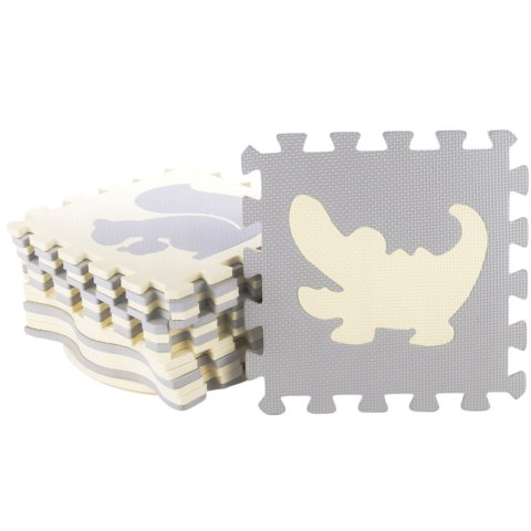 MATA EDUKACYJNA MIĘKKIE PUZZLE PIANKOWE EVA ZWIERZETA BEŻOWE SZARE 9 EL.