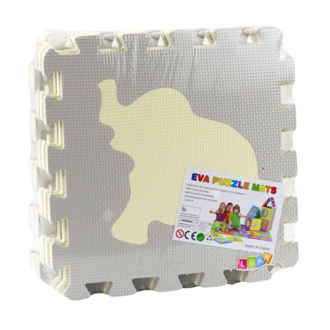 MATA EDUKACYJNA MIĘKKIE PUZZLE PIANKOWE EVA ZWIERZETA BEŻOWE SZARE 9 EL.