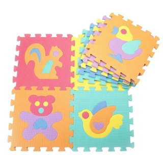 MATA EDUKACYJNA MIĘKKIE PUZZLE PIANKOWE EVA ZWIERZĘTA KOLOROWE 9 EL.