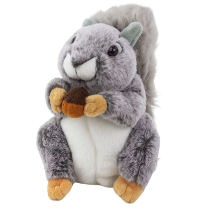 MASKOTKA PLUSZOWA PRZYTULANKA WIEWIÓRKA Z ORZECHEM SZARA 22CM MIĘKKI PLUSZ