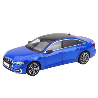 SAMOCHÓD OSOBOWY MODEL METALOWY AUDI A6 L 1:18 AKCESORIA ŚWIATŁA DŹWIĘKI NIEBIESKI
