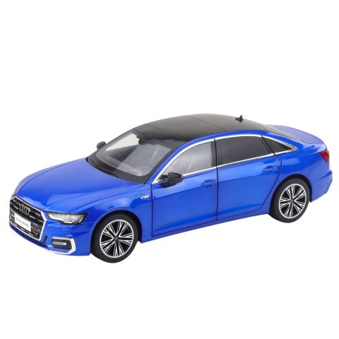 SAMOCHÓD OSOBOWY MODEL METALOWY AUDI A6 L 1:18 AKCESORIA ŚWIATŁA DŹWIĘKI NIEBIESKI
