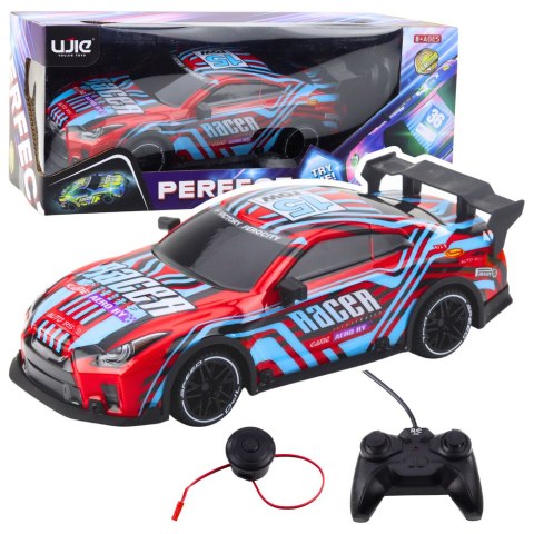 Samochód Wyścigowy Zdalnie Sterowane RC Świecąca Karoseria Niebiesko-Czerwony
