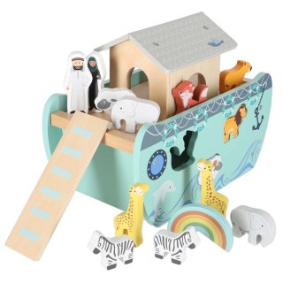 DREWNIANA ARKA NOEGO SORTER LULILO STATEK FIGURKI ZWIERZĄTKA ZESTAW 20 EL.