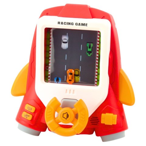 SYMULATOR JAZDY INTERAKTYWNY DLA DZIECI CZERWONA RAKIETA DŹWIĘKI KIEROWNICA